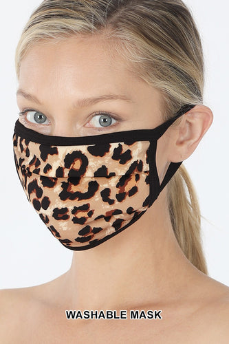 Cheetah Print Face Mask - Tan Brown