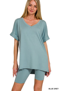 Brix Set / Blue Gray V-neck