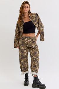 CAMO WASHED BARREL DENIM