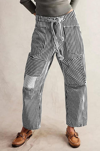 Beach Striped Jeans -  Black