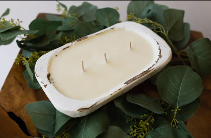 Wood bowl candle / Peppermint Swirl