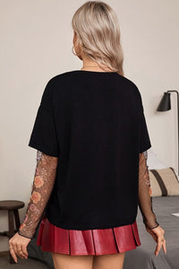 Maya two piece floral long sleeve tee / black