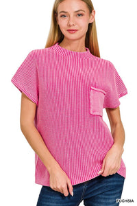 Fuchsia mock neck