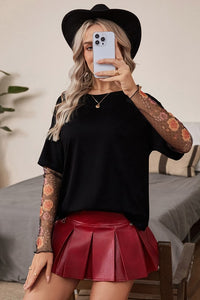 Maya two piece floral long sleeve tee / black
