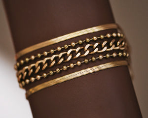 18k Non-Tarnish Chunky Chain Link Layered Bracelet