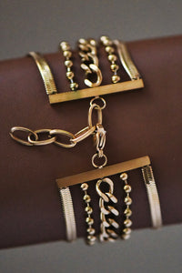 18k Non-Tarnish Chunky Chain Link Layered Bracelet