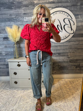 Load image into Gallery viewer, Cherry Floral Balloon Sleeve Top