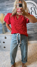 Load image into Gallery viewer, Cherry Floral Balloon Sleeve Top