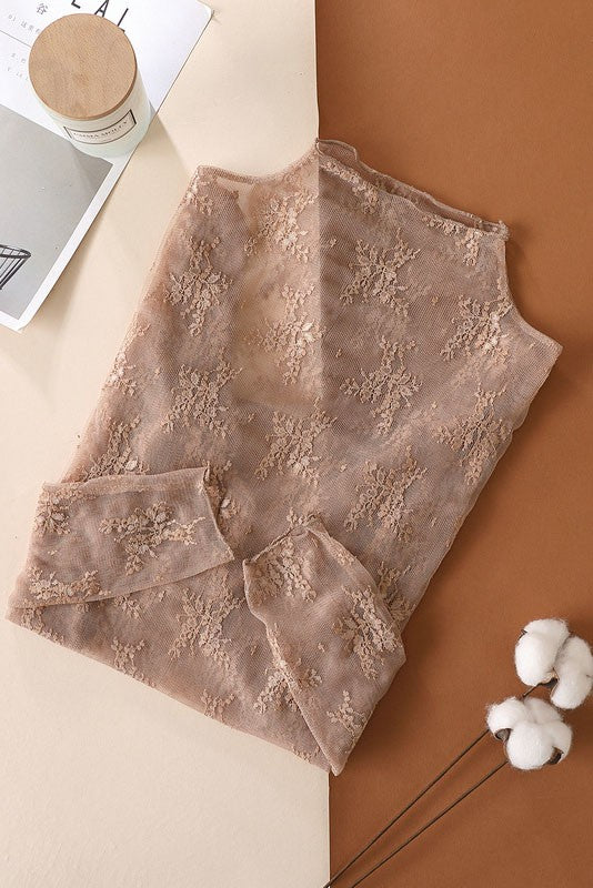 Sweet Escape Lace Top - Coffee