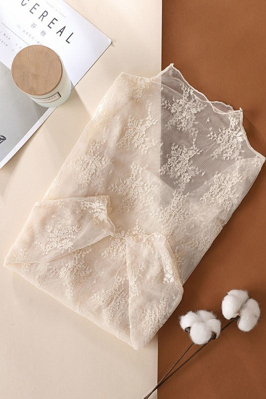 Sweet Escape Lace Top - Beige