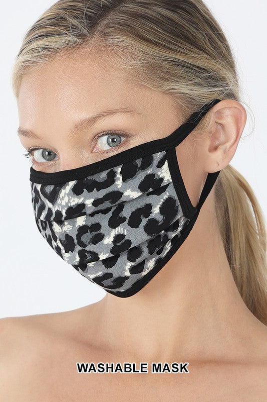 Cheetah Print Face Mask - Tan Gray