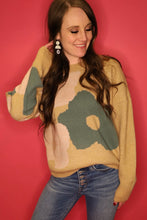 Load image into Gallery viewer, Retro Flower Sweater - taupe-sea foam